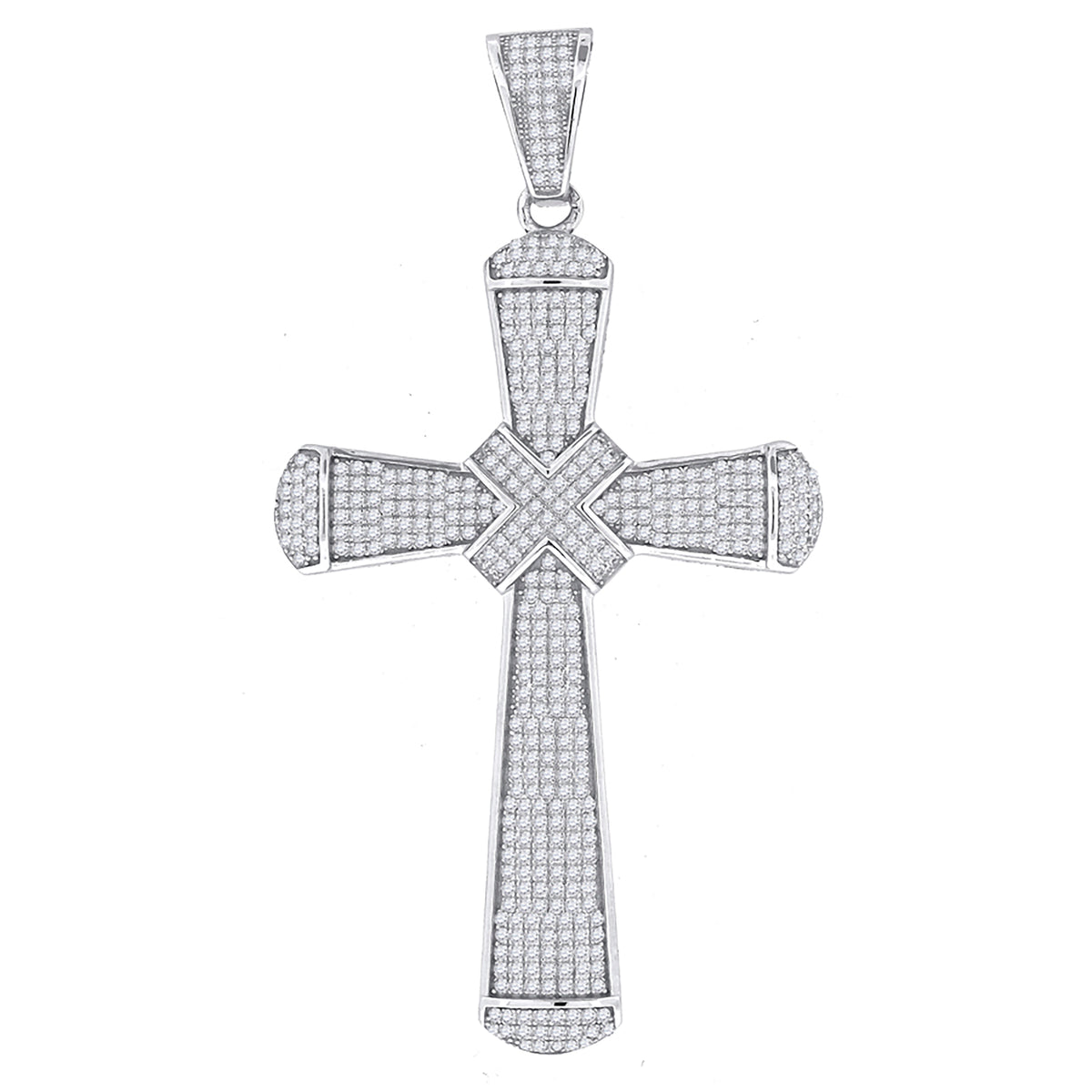 925 Sterling Silver Unisex CZ Cross Religious Charm Pendant