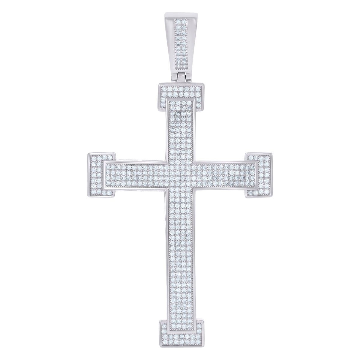 925 Sterling Silver Unisex CZ Cross Religious Charm Pendant