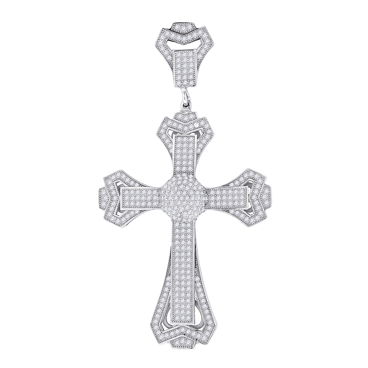 925 Sterling Silver Unisex Cz Cross Religious Charm Pendant