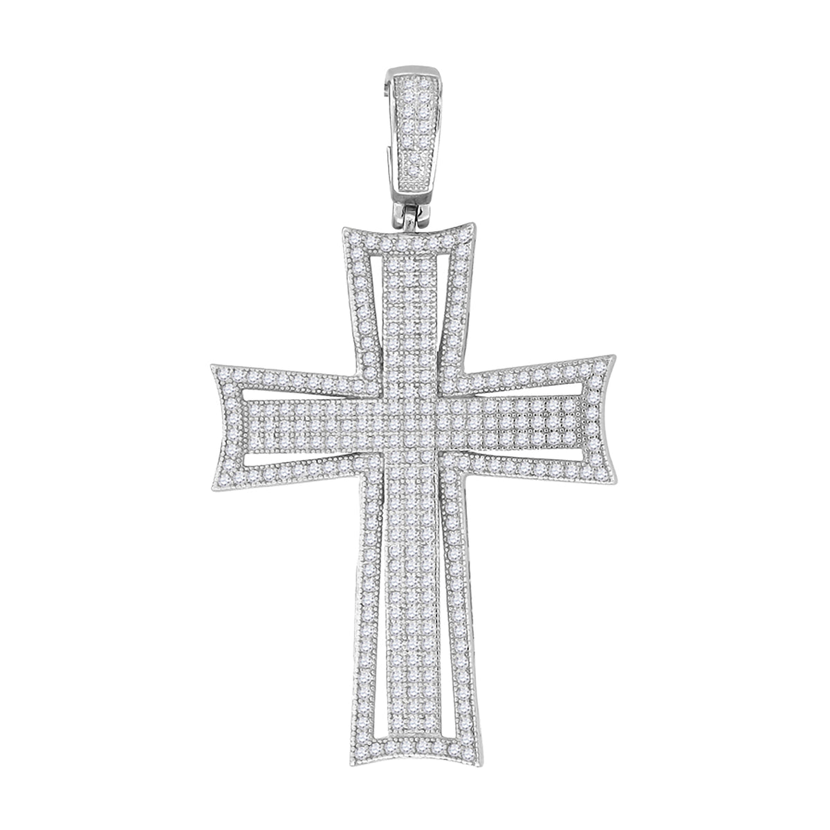 925 Sterling Silver Unisex CZ Cross Religious Charm Pendant