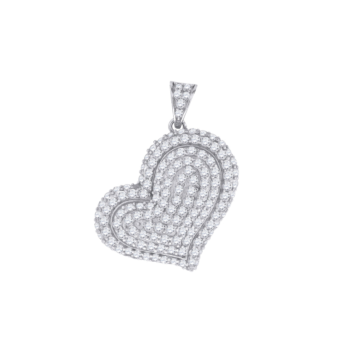 925 Sterling Silver Womens Cz Heart Charm Pendant