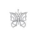 925 Sterling Silver Womens Cubic Zirconia Butterfly Charm Pendant