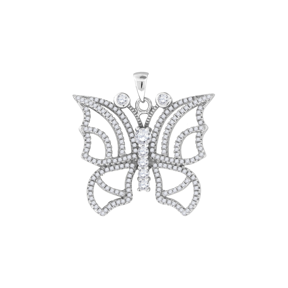 925 Sterling Silver Womens Cubic Zirconia Butterfly Charm Pendant