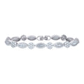 925 Sterling Silver Womens Cubic Zirconia Fancy Link Flower Adjustable Bracelet