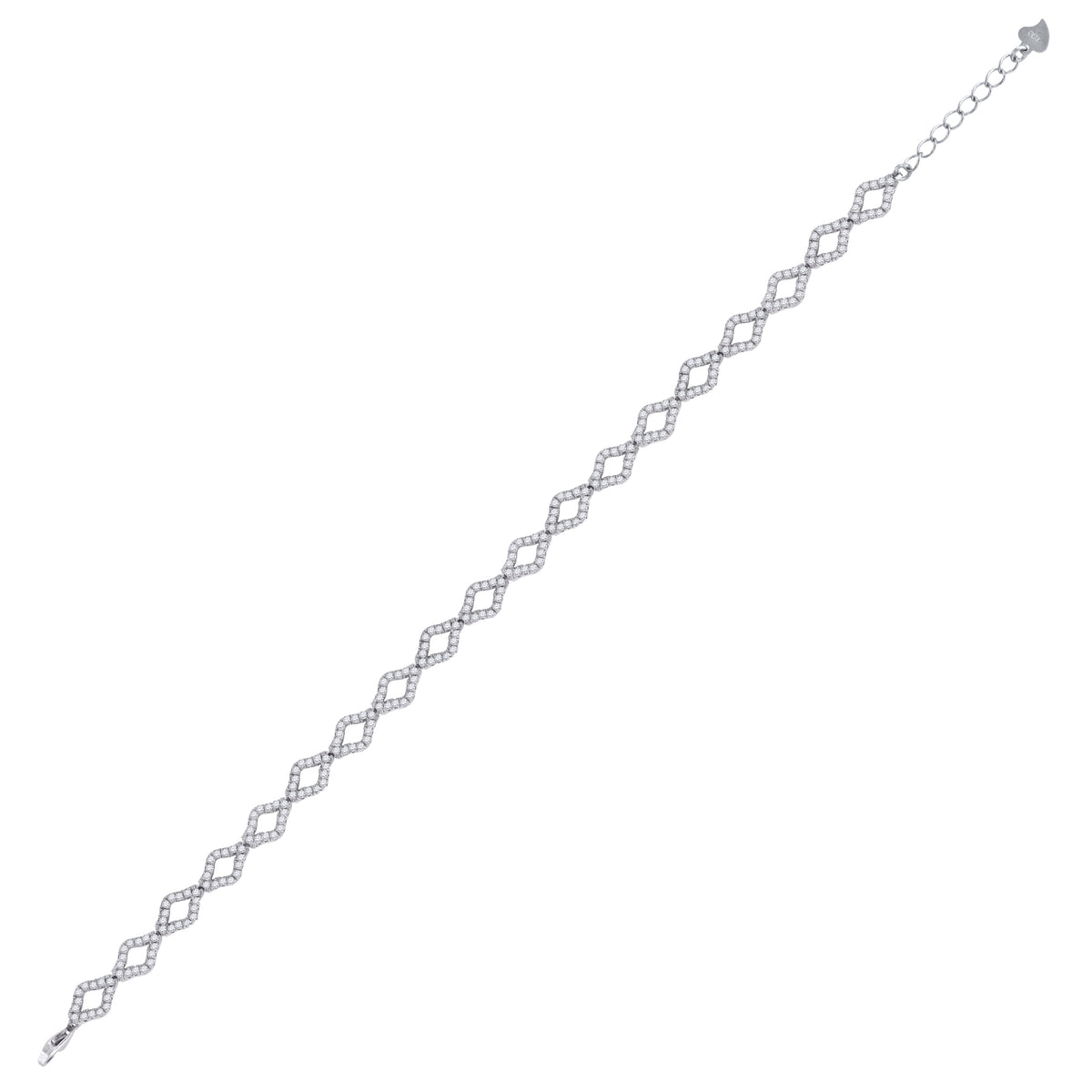 925 Sterling Silver Womens Cubic Zirconia Fancy Link Kite Adjustable Bracelet
