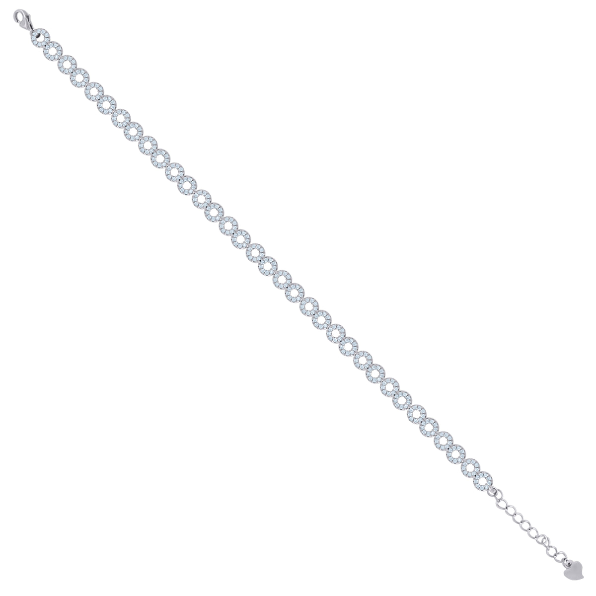 925 Sterling Silver Womens Cubic Zirconia Fancy Link Infinity Adjustable Bracelet