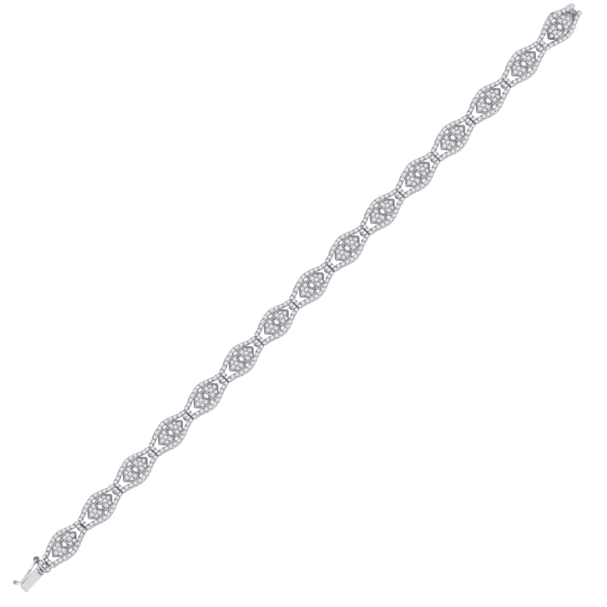 925 Sterling Silver Womens Cubic Zirconia Link Heart Bracelet