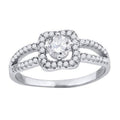 925 Sterling Silver Womens Cubic-Zirconia Floral Engagement Ring