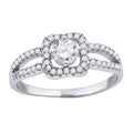 925 Sterling Silver Womens Cubic-Zirconia Floral Engagement Ring Size 6