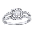 925 Sterling Silver Womens Cubic-Zirconia Floral Engagement Ring Size 7
