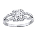 925 Sterling Silver Womens Cubic-Zirconia Floral Engagement Ring Size 9