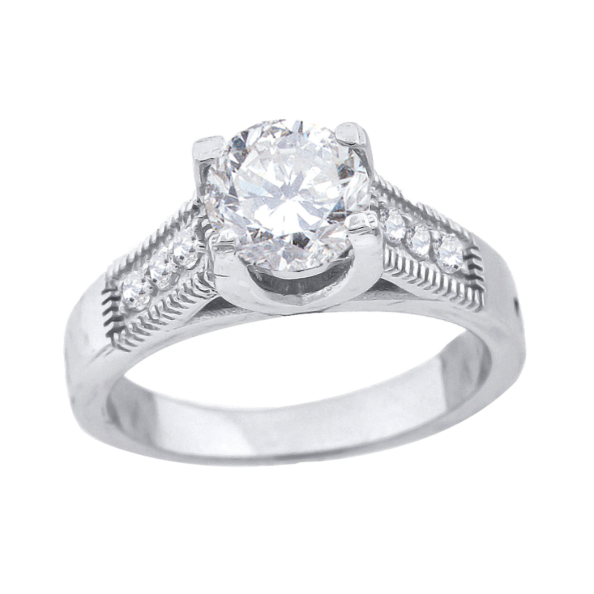 925 Sterling Silver Womens Cubic Zirconia Migraine Engagement Ring Size 7