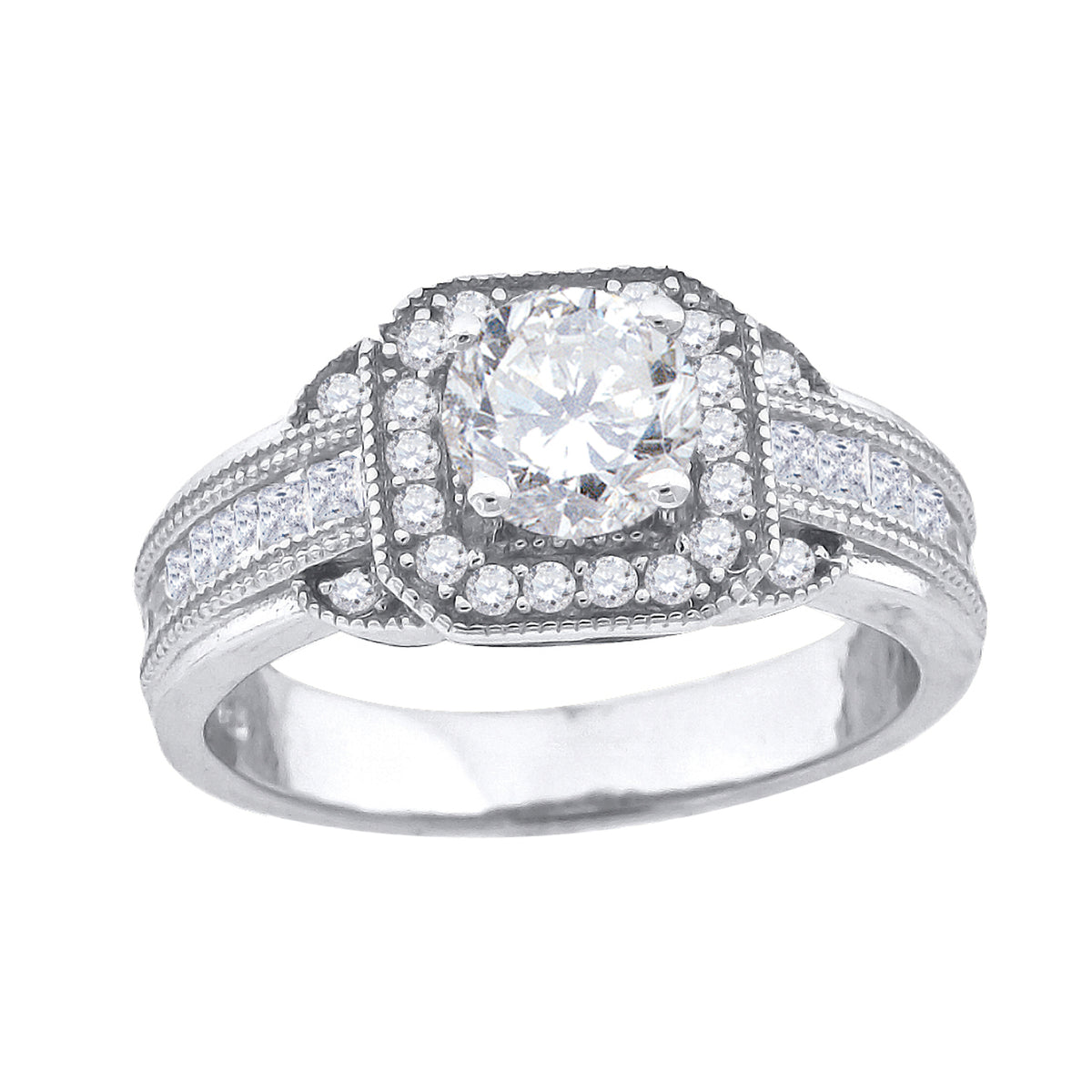925 Sterling Silver Womens Cubic Zirconia Engagement Ring Size 9