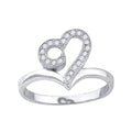 925 Sterling Silver Womens Cubic Zirconia Heart Ring Size 6