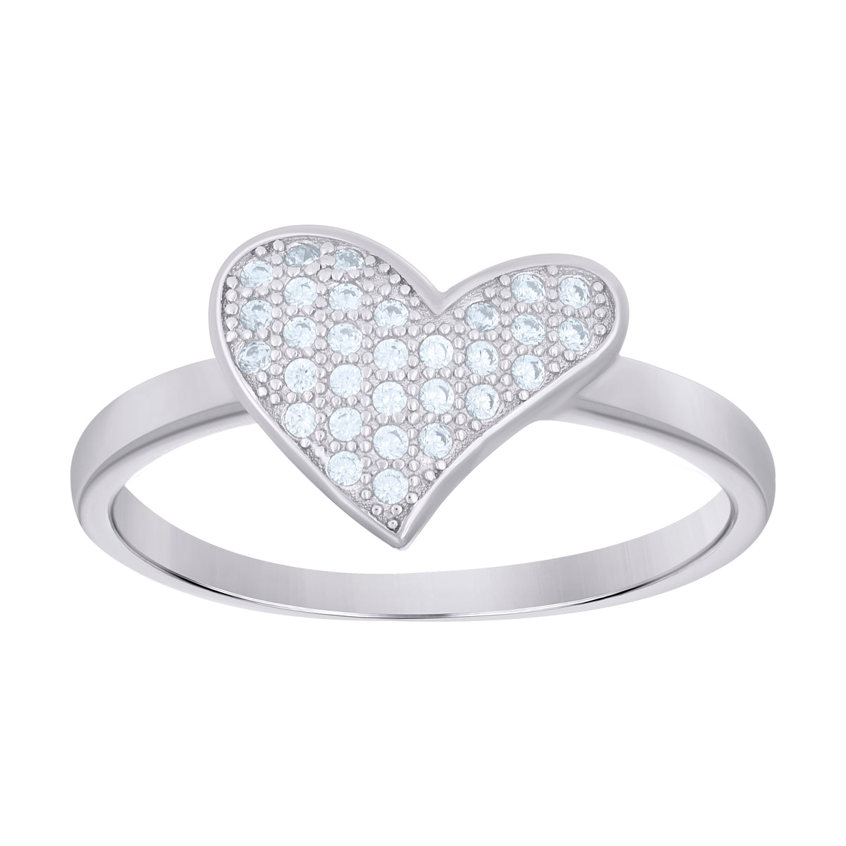 925 Sterling Silver Womens Cubic Zirconia Heart Ring Size 8