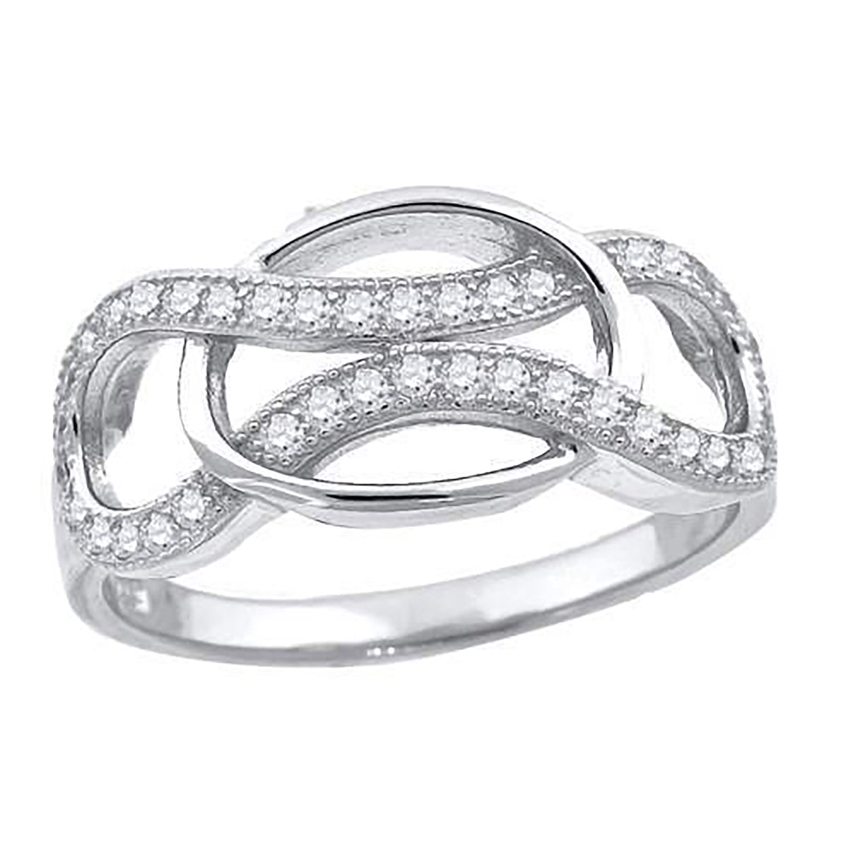 925 Sterling Silver Womens Cubic-Zirconia Infinity Fashion Ring