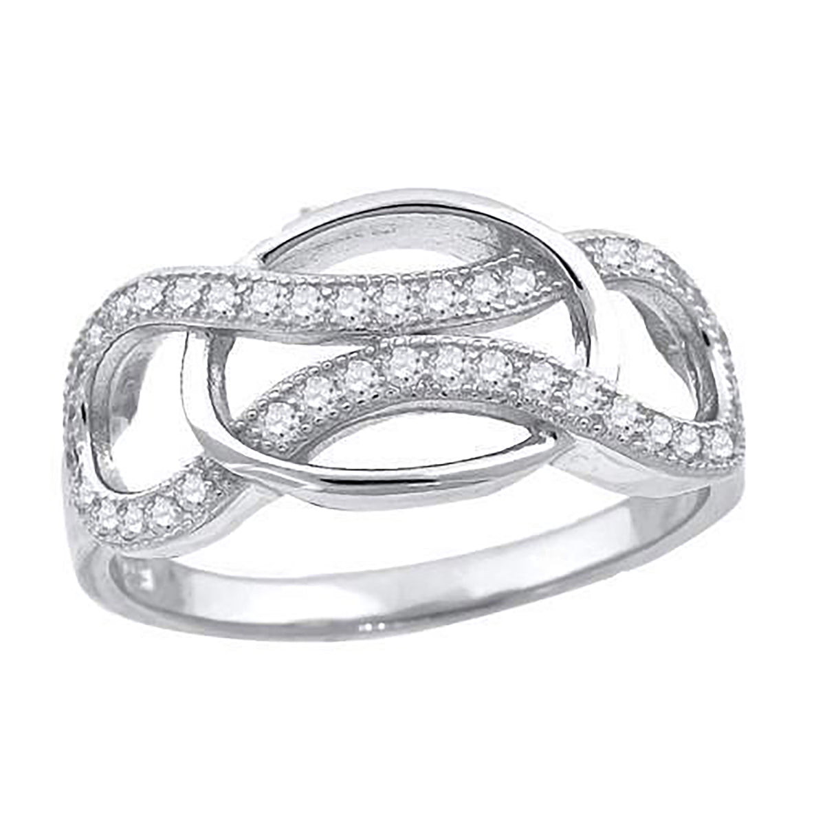 925 Sterling Silver Womens Cubic-Zirconia Infinity Fashion Ring Size 8