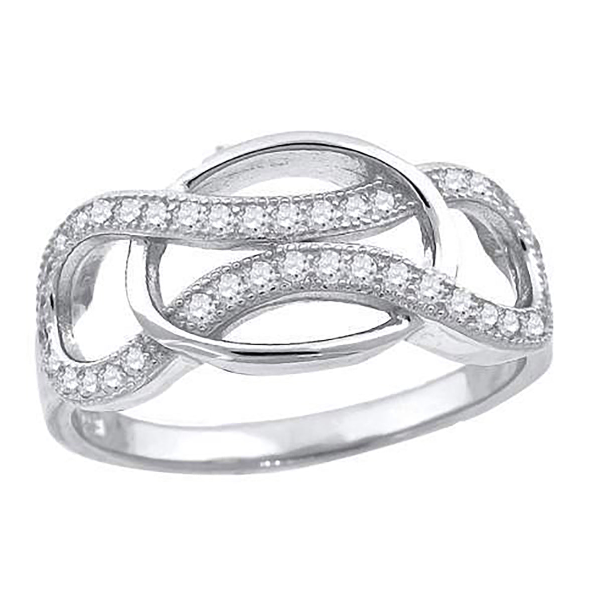 925 Sterling Silver Womens Cubic-Zirconia Infinity Fashion Ring Size 9
