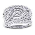 925 Sterling Silver Womens Cubic-Zirconia Swirl Fashion Ring