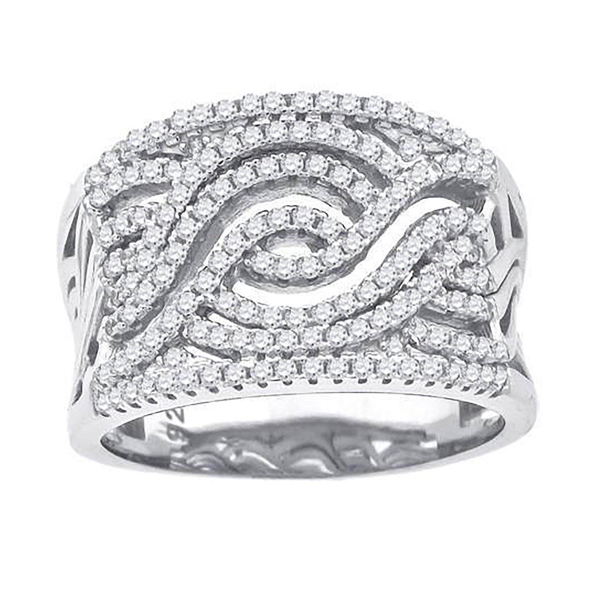 925 Sterling Silver Womens Cubic-Zirconia Swirl Fashion Ring Size 7