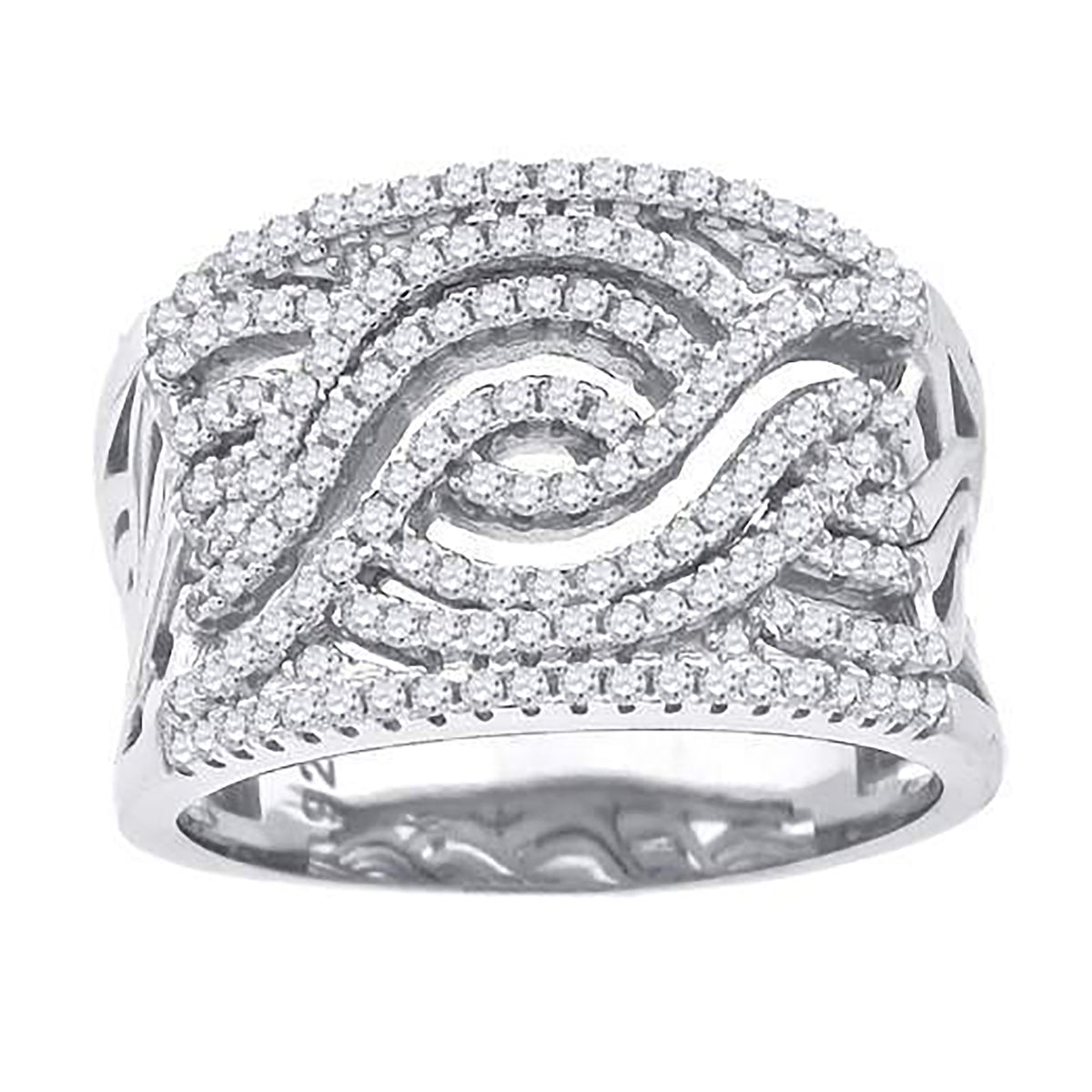 925 Sterling Silver Womens Cubic-Zirconia Swirl Fashion Ring Size 8
