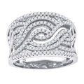 925 Sterling Silver Womens Cubic-Zirconia Swirl Fashion Ring Size 9