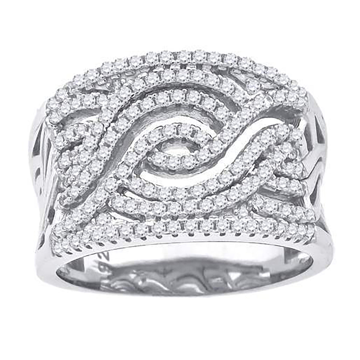 925 Sterling Silver Womens Cubic-Zirconia Swirl Fashion Ring Size 9