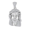 925 Sterling Silver Mens Cz Jesus Religious Charm Pendant