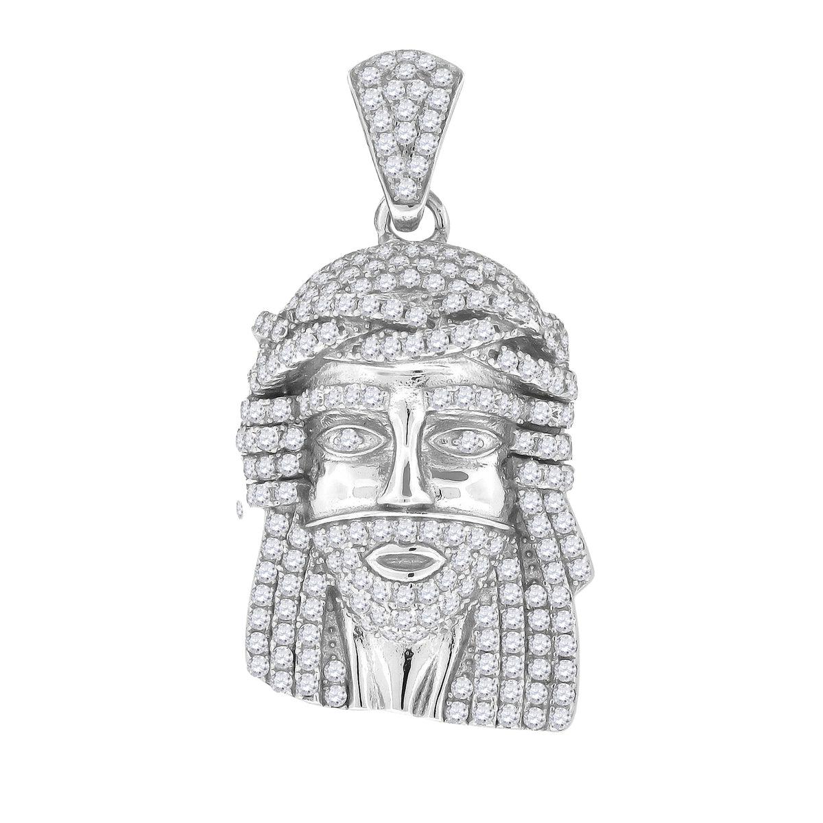 925 Sterling Silver Mens Cz Jesus Religious Charm Pendant