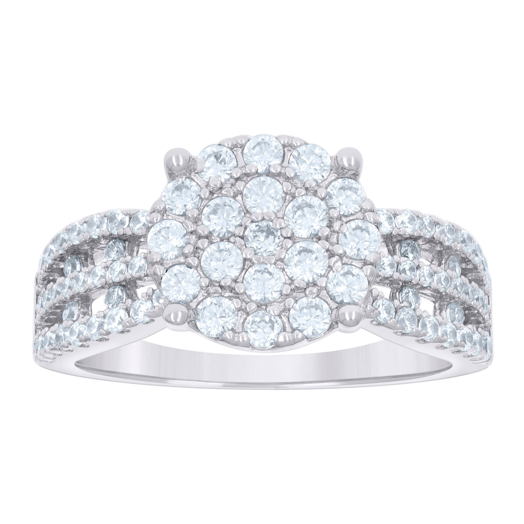925 Sterling Silver Womens Cubic-Zirconia Round Head Fashion Ring Size 9