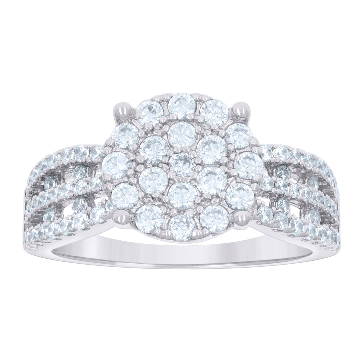 925 Sterling Silver Womens Cubic-Zirconia Round Head Fashion Ring Size 9