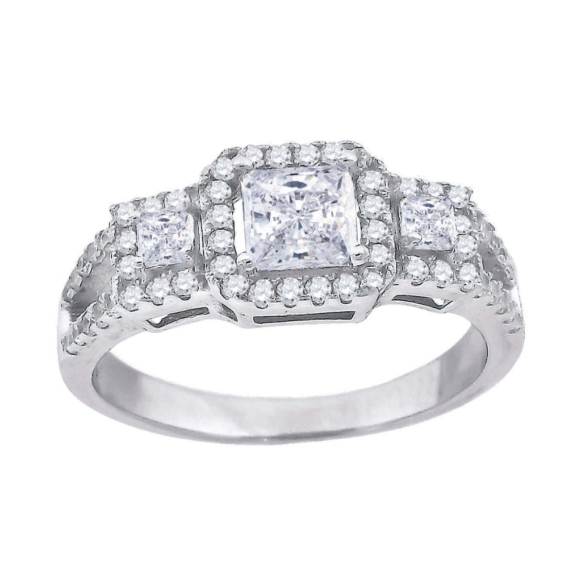 925 Sterling Silver Womens Cubic Zirconia Engagement Ring Size 8