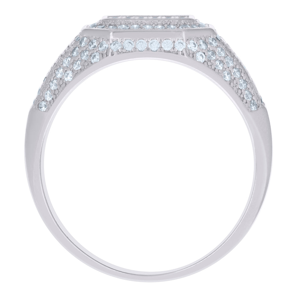 925 Sterling Silver White Mens Cubic-Zirconia Fashion Ring Size 10