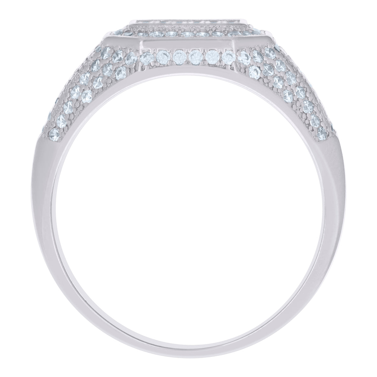925 Sterling Silver White Mens Cubic-Zirconia Fashion Ring