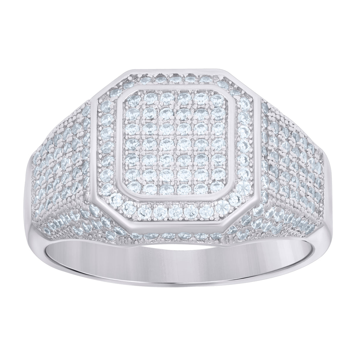 925 Sterling Silver White Mens Cubic-Zirconia Fashion Ring Size 10