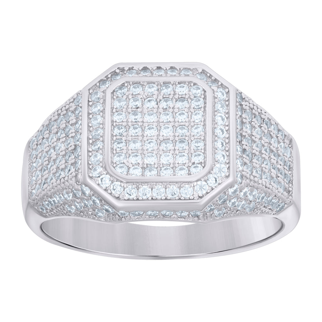 925 Sterling Silver White Mens Cubic-Zirconia Fashion Ring Size 11