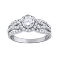925 Sterling Silver Womens Cubic Zirconia Halo Engagement Ring