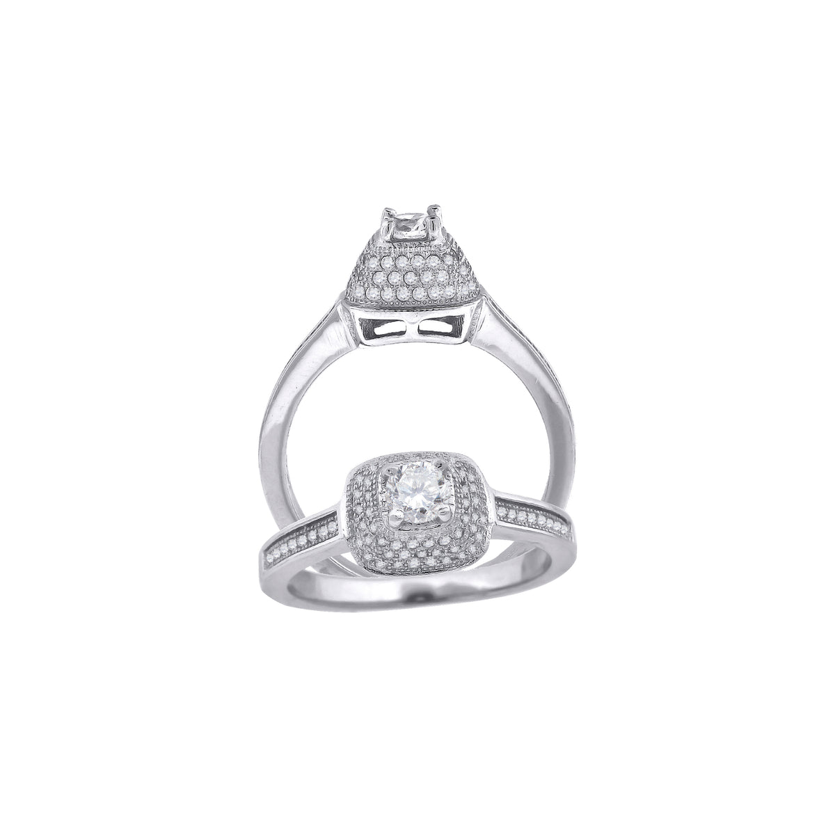 925 Sterling Silver Womens Cubic Zirconia Square Head Engagement Ring Size 10