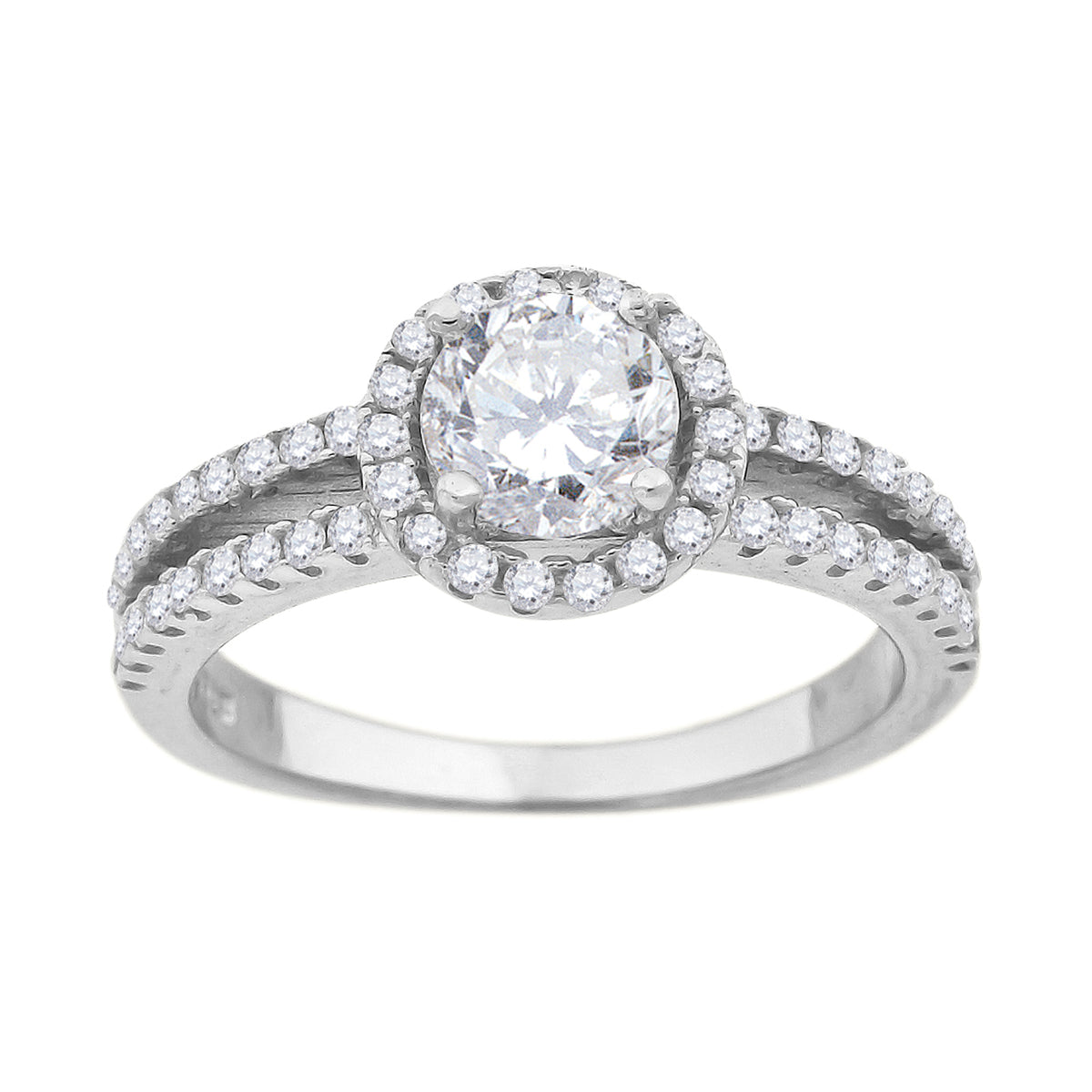 925 Sterling Silver Womens Cubic Zirconia Halo Engagement Ring Size 6