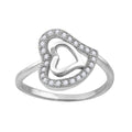 925 Sterling Silver Womens Cubic Zirconia Heart Ring Size 7
