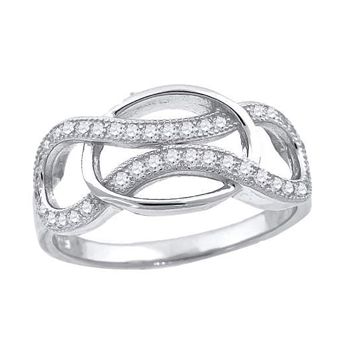 925 Sterling Silver Womens Cubic-Zirconia Infinity Fashion Ring Size 10
