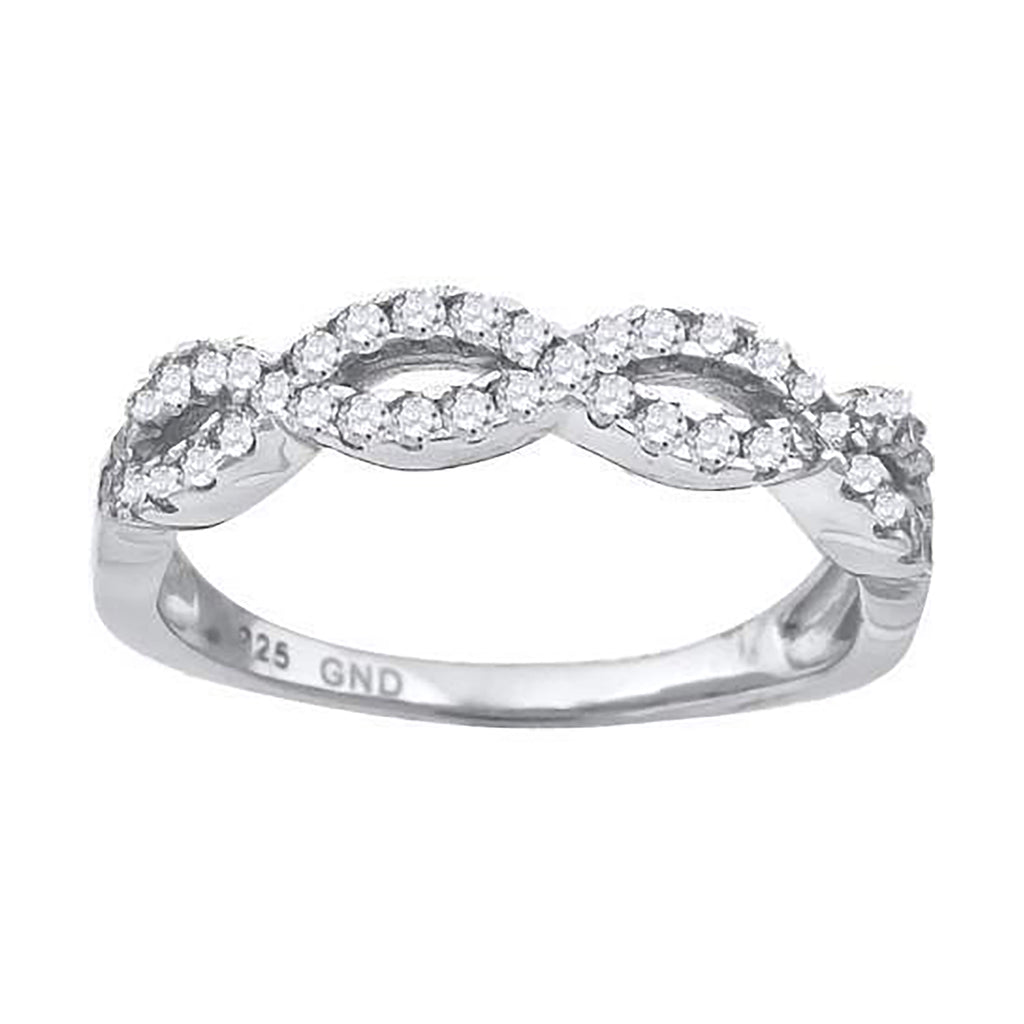 925 Sterling Silver Womens Cubic-Zirconia Infinity Fashion Ring