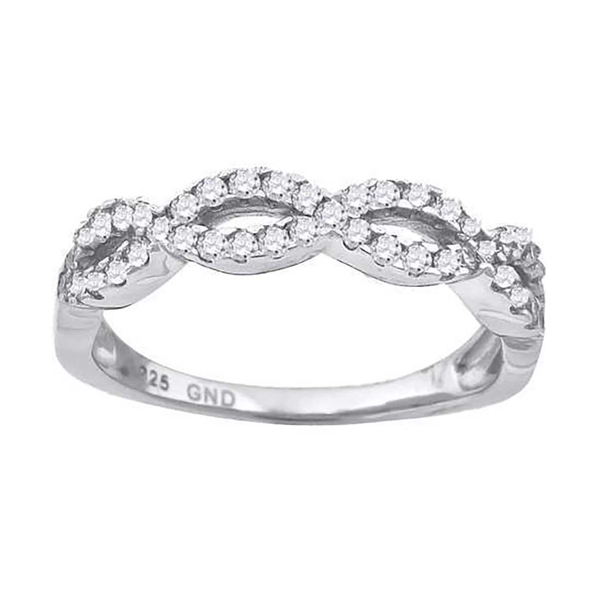 925 Sterling Silver Womens Cubic-Zirconia Infinity Fashion Ring