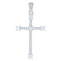925 Sterling Silver Unisex Cz Cross Religious Charm Pendant