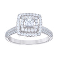 925 Sterling Silver Womens Princess-Cut Round Cubic-Zirconia Square Fashion Ring Size 6