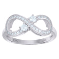 925 Sterling Silver Womens Cubic Zirconia Infinity Fashion Ring