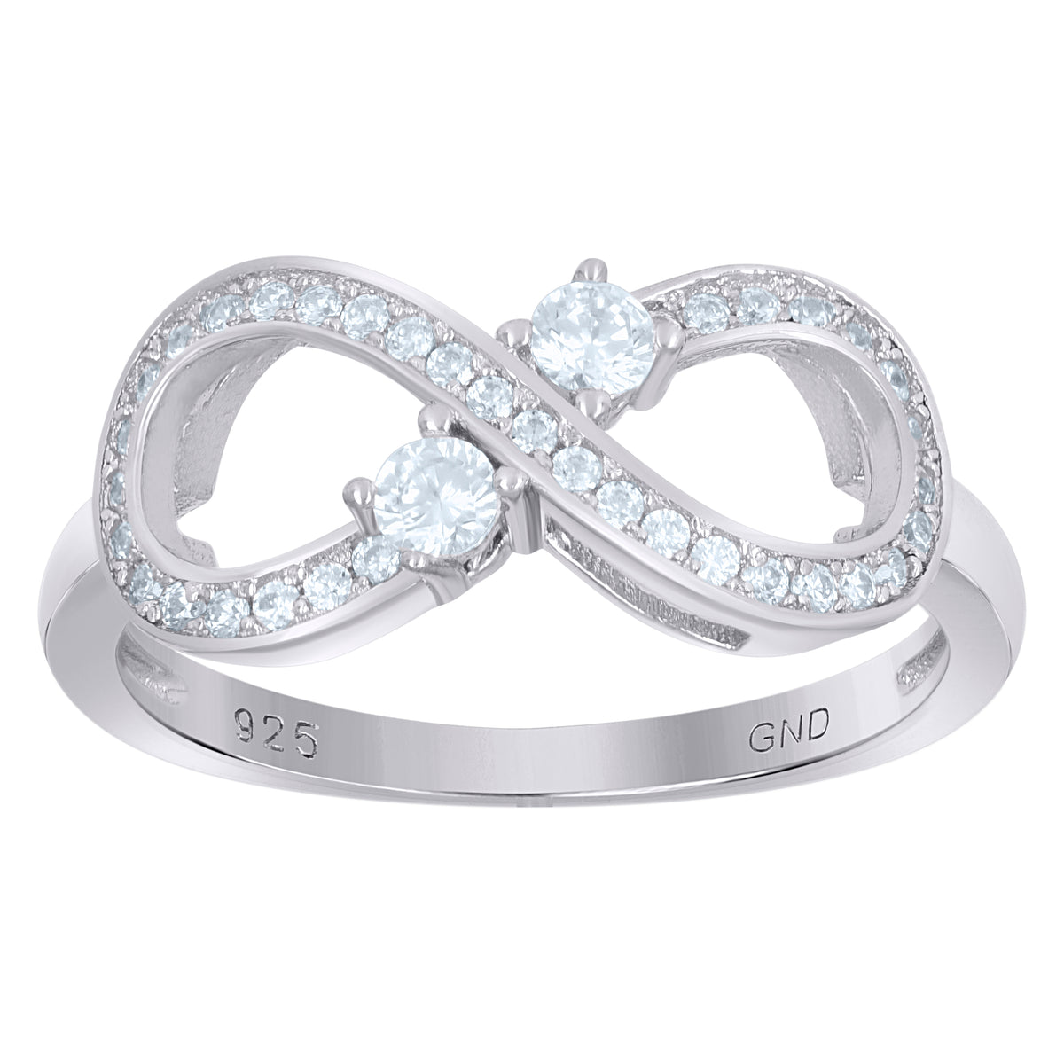 925 Sterling Silver Womens Cubic Zirconia Infinity Fashion Ring Size 6