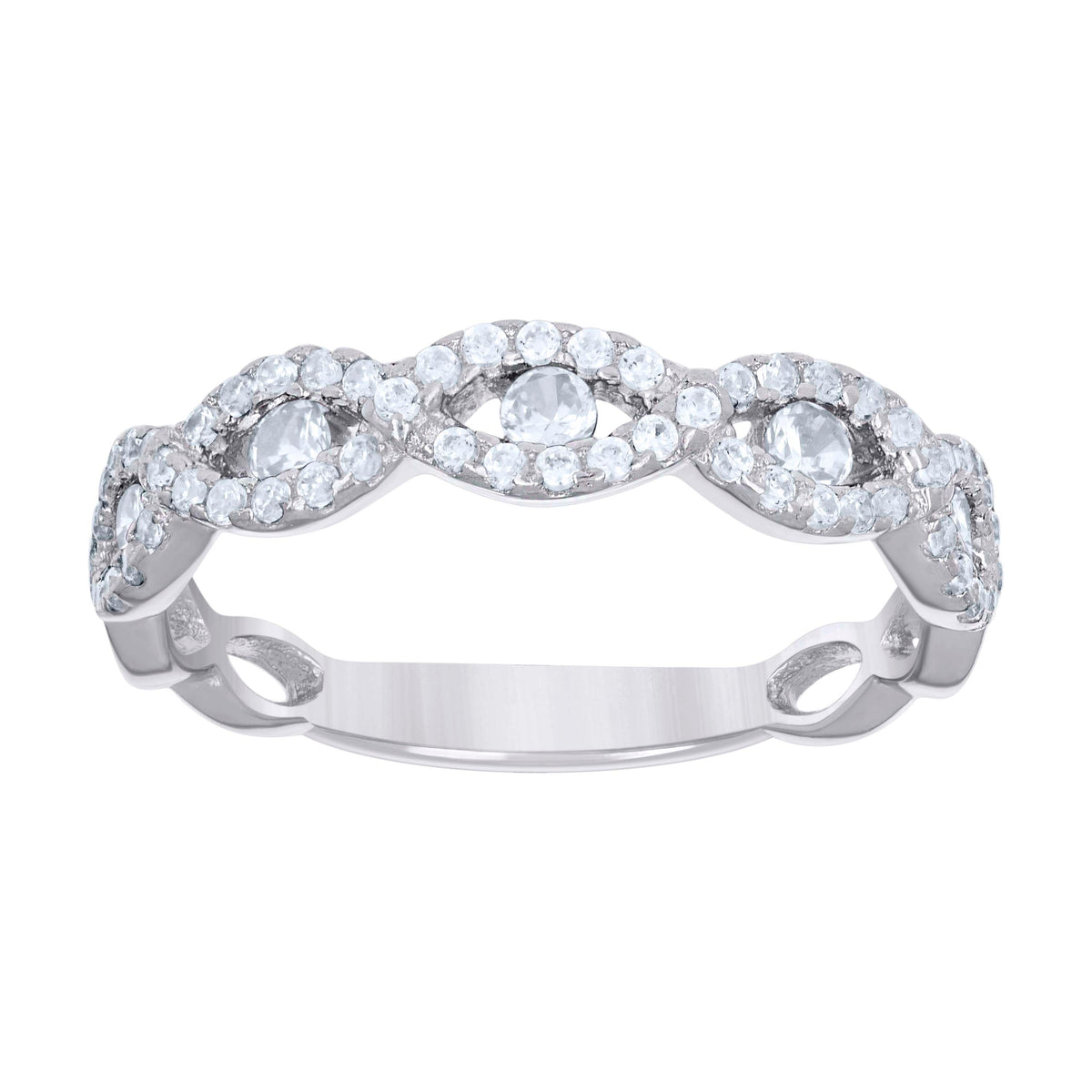 925 Sterling Silver Womens Cubic-Zirconia Infinity Fashion Ring Size 6