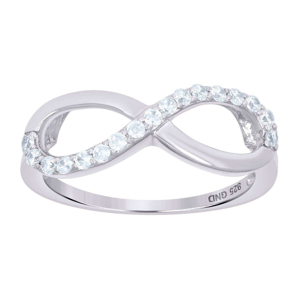 925 Sterling Silver Womens Cubic-Zirconia Infinity Fashion Ring