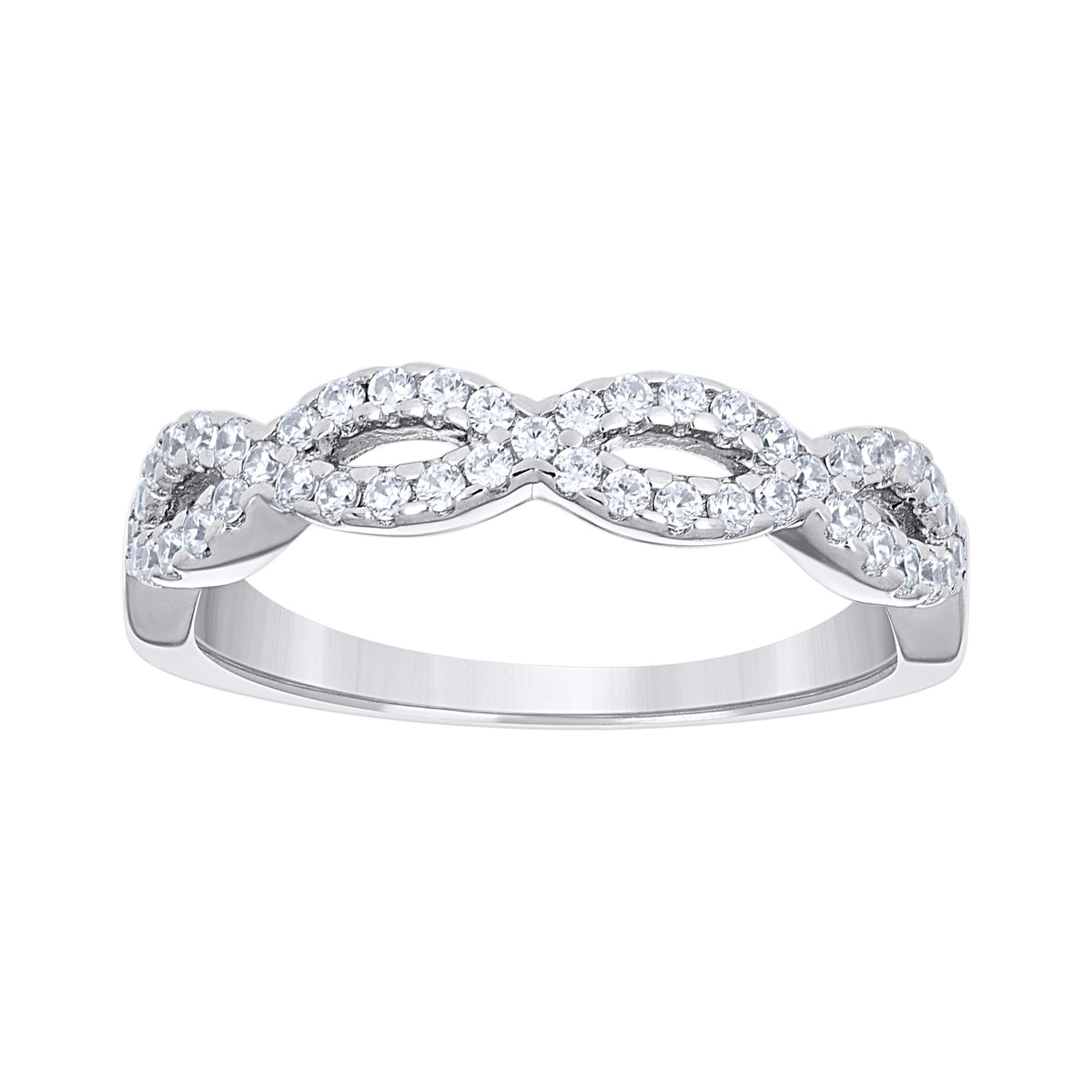 925 Sterling Silver Womens Cubic-Zirconia Infinity Fashion Ring Size 9